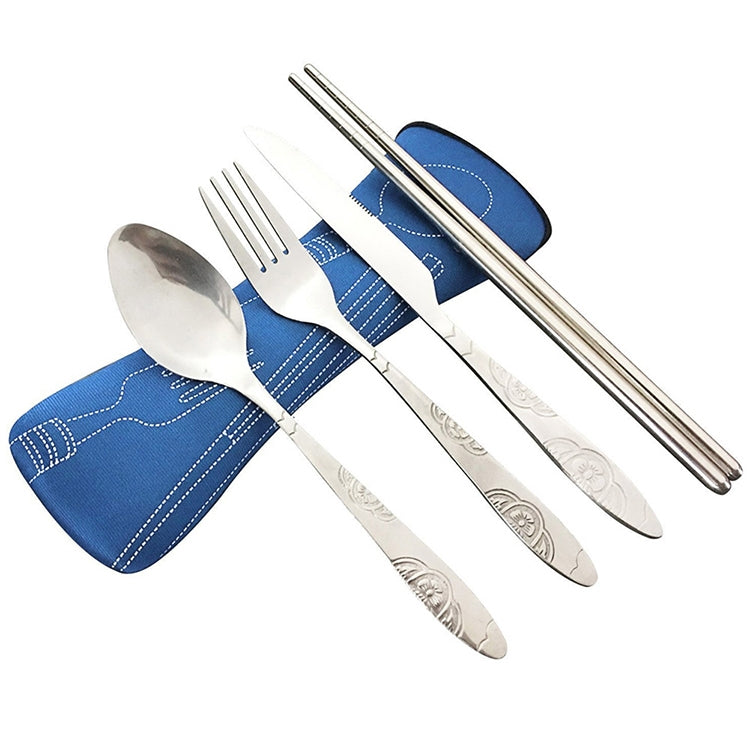 ASD88 4 Pcs/Set Stainless Steel Fork Spoon Chopsticks Travel Camping Cutlery Tools Tableware