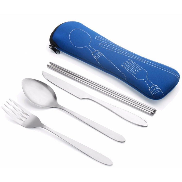 ASD88 4 Pcs/Set Stainless Steel Fork Spoon Chopsticks Travel Camping Cutlery Tools Tableware