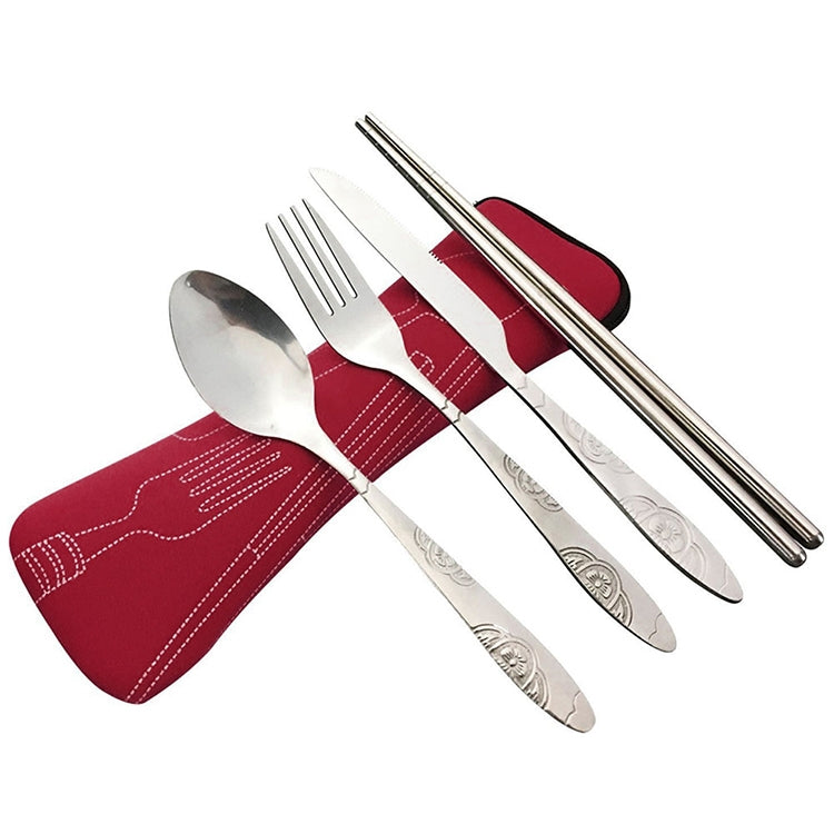 ASD88 4 Pcs/Set Stainless Steel Fork Spoon Chopsticks Travel Camping Cutlery Tools Tableware