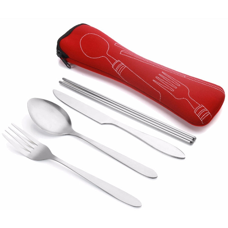 ASD88 4 Pcs/Set Stainless Steel Fork Spoon Chopsticks Travel Camping Cutlery Tools Tableware