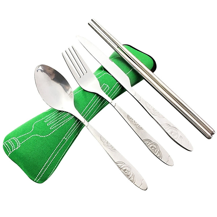 ASD88 4 Pcs/Set Stainless Steel Fork Spoon Chopsticks Travel Camping Cutlery Tools Tableware