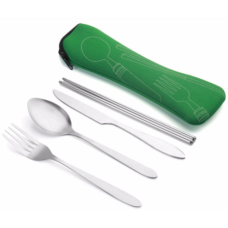 ASD88 4 Pcs/Set Stainless Steel Fork Spoon Chopsticks Travel Camping Cutlery Tools Tableware