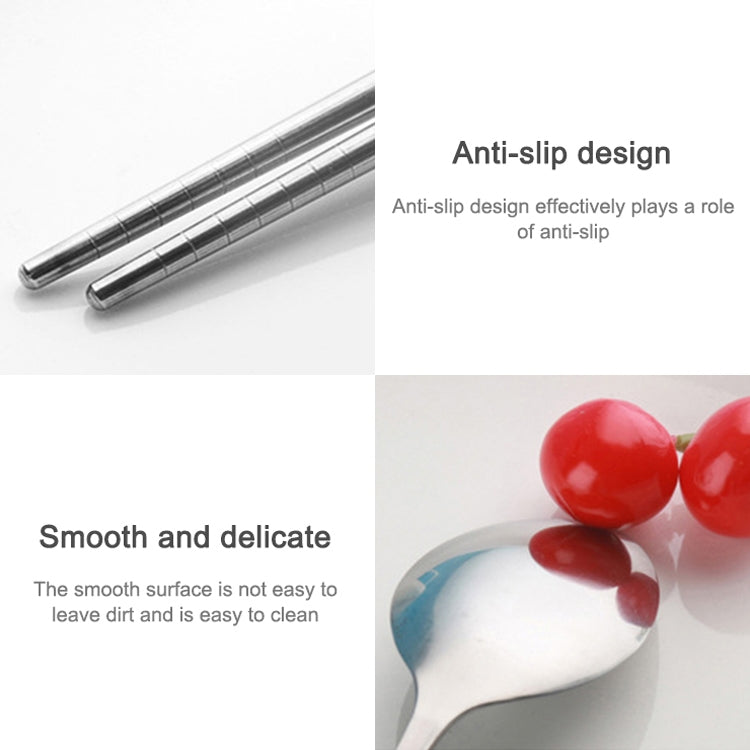 ASD88 4 Pcs/Set Stainless Steel Fork Spoon Chopsticks Travel Camping Cutlery Tools Tableware