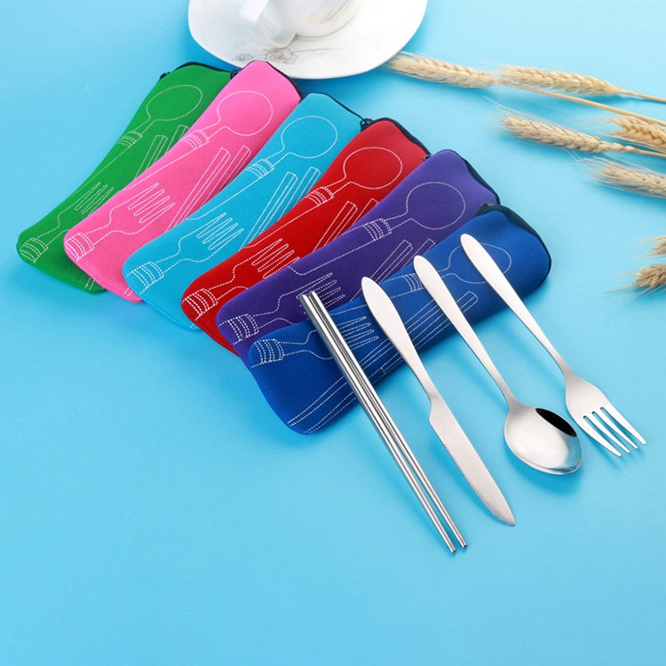 ASD88 4 Pcs/Set Stainless Steel Fork Spoon Chopsticks Travel Camping Cutlery Tools Tableware