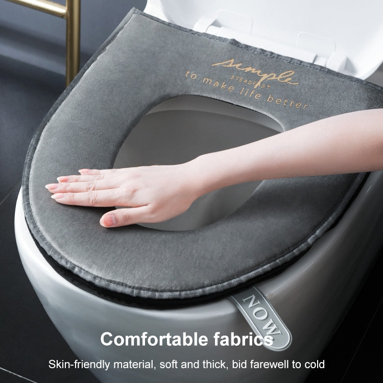Household Winter Toilet Seat Cover Plus Velvet Warm Zipper Toilet Seat Cushion