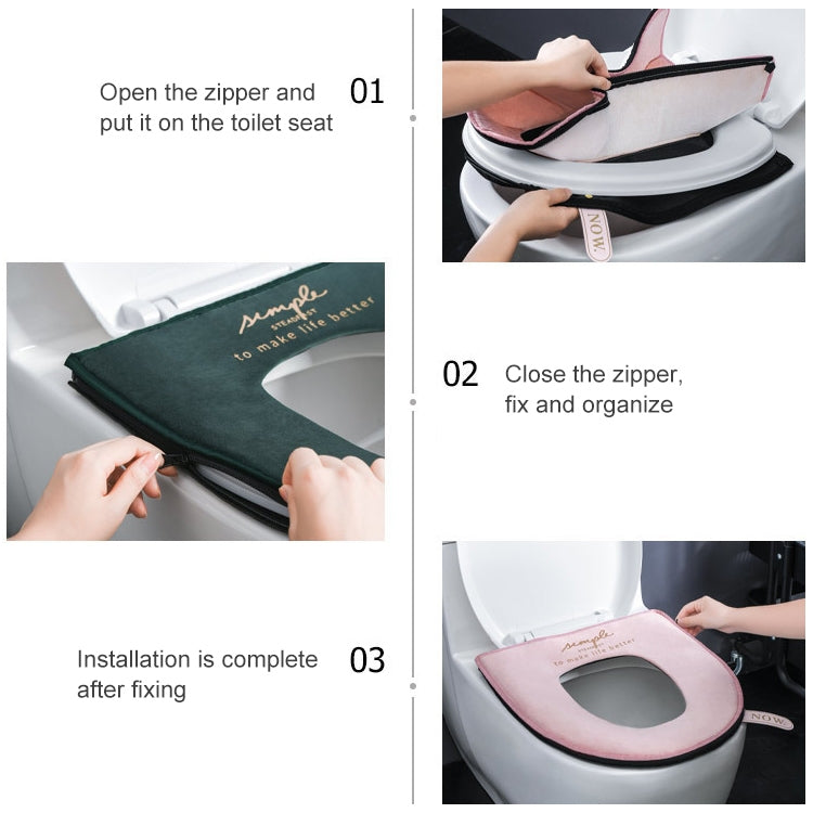 Household Winter Toilet Seat Cover Plus Velvet Warm Zipper Toilet Seat Cushion