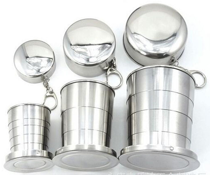Stainless Steel Camping Folding Cup Traveling Outdoor Camping Hiking Mug Portable Collapsible Cup S 60ML