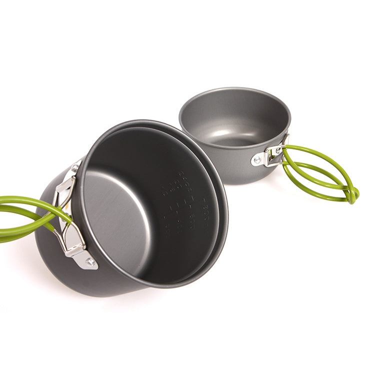 Outdoor Hiking Camping 1-2 Person Travel Cookwear Set With Handgrip Tableware Picnic Tableware Pots