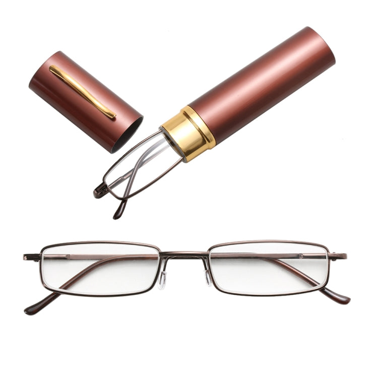 Reading Glasses Metal Spring Foot Portable Presbyopic Glasses with Tube Case +3.50D