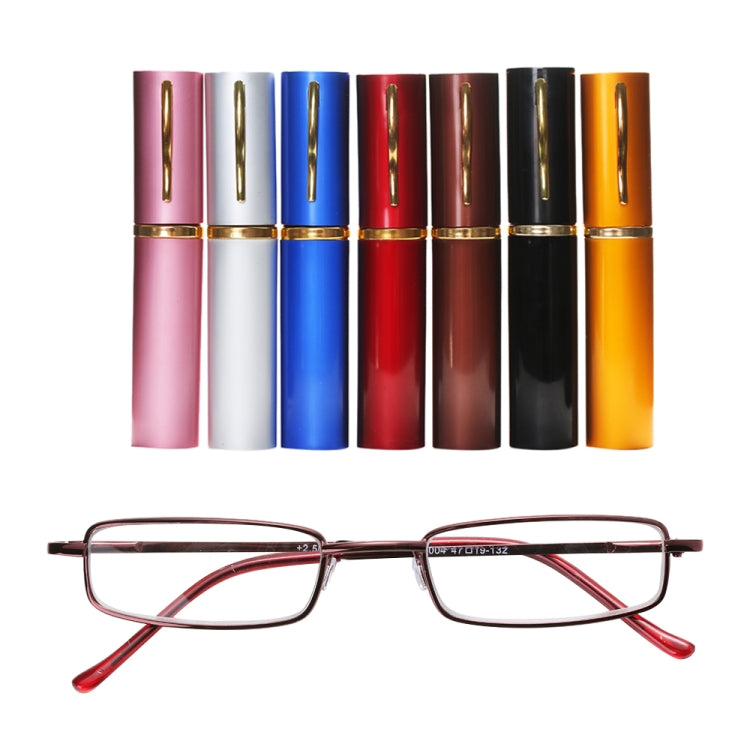 Reading Glasses Metal Spring Foot Portable Presbyopic Glasses with Tube Case +3.50D