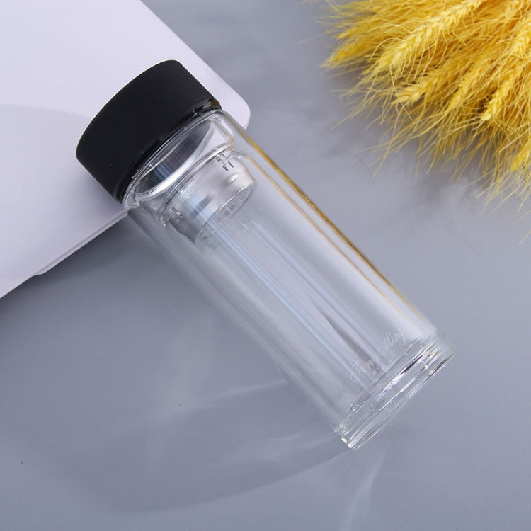 Transparent Double-layer Glass Water Bottle Portable Thickened Insulated Coffee Tea Cup Sport Fitness Home Drink bottles, Capacity:360ml