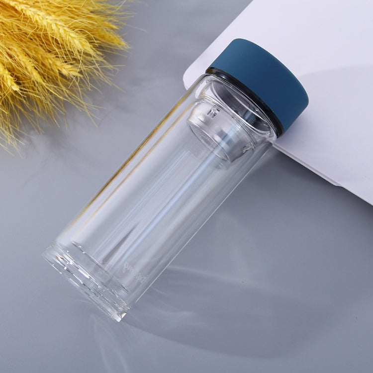 Transparent Double-layer Glass Water Bottle Portable Thickened Insulated Coffee Tea Cup Sport Fitness Home Drink bottles, Capacity:360ml