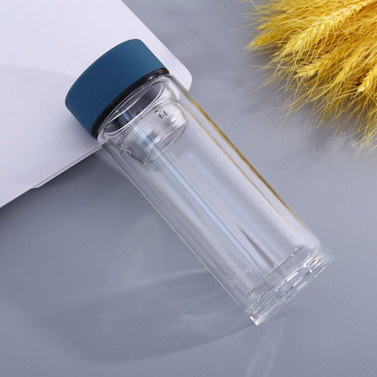 Transparent Double-layer Glass Water Bottle Portable Thickened Insulated Coffee Tea Cup Sport Fitness Home Drink bottles, Capacity:360ml