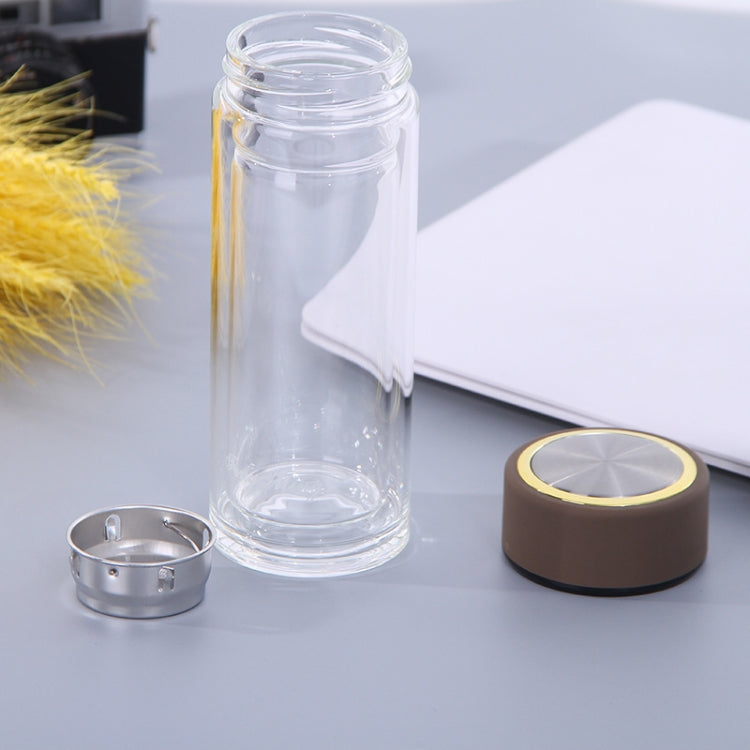 Transparent Double-layer Glass Water Bottle Portable Thickened Insulated Coffee Tea Cup Sport Fitness Home Drink bottles, Capacity:360ml