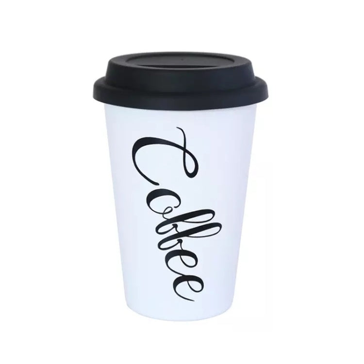 Black White Stainless Steel Silicone Mugs Hand Cup With Straw Lid Cup Sleeve Tea Milk Cups Home Office School Gift, Capacity:301-400ml
