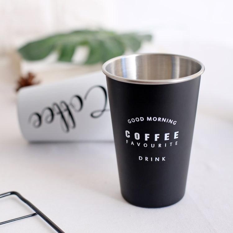 Black White Stainless Steel Silicone Mugs Hand Cup With Straw Lid Cup Sleeve Tea Milk Cups Home Office School Gift, Capacity:301-400ml