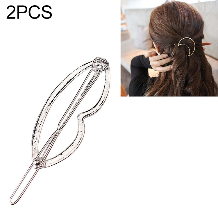 2PCS Fashion Women Girls Alloy Metal Triangle Circle Moon Hair Clips Geometry Hairpins Holder Hair Accessories