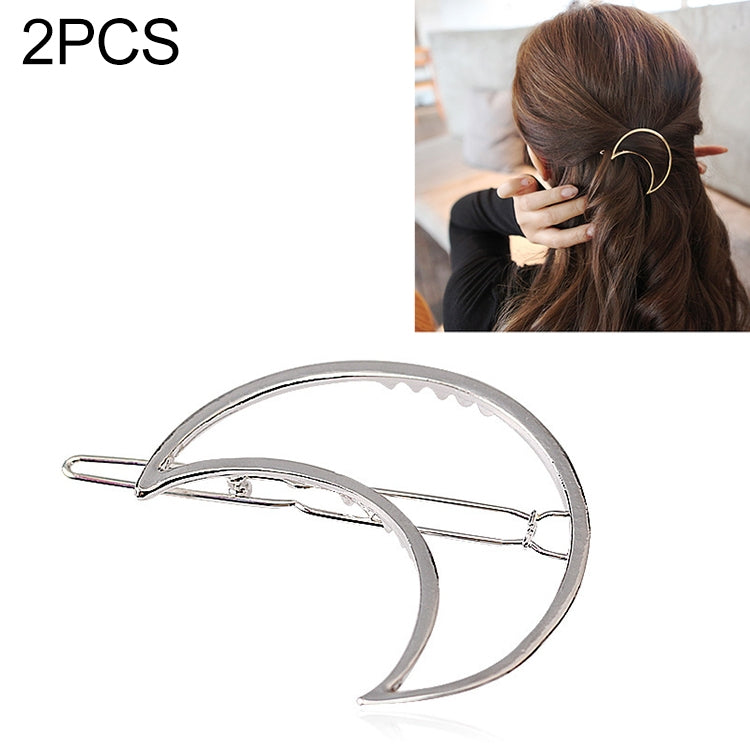 2PCS Fashion Women Girls Alloy Metal Triangle Circle Moon Hair Clips Geometry Hairpins Holder Hair Accessories