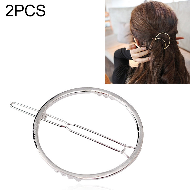 2PCS Fashion Women Girls Alloy Metal Triangle Circle Moon Hair Clips Geometry Hairpins Holder Hair Accessories