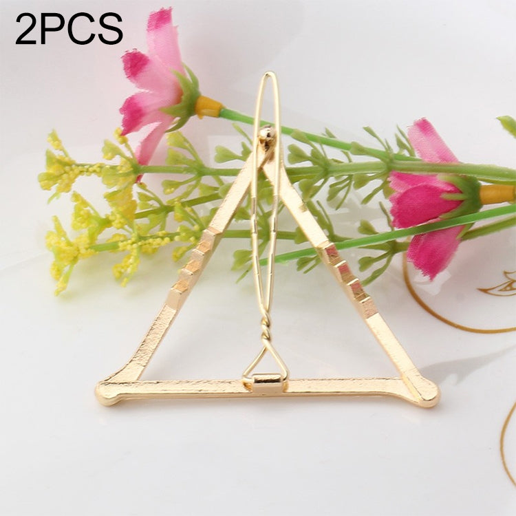 2PCS Fashion Women Girls Alloy Metal Triangle Circle Moon Hair Clips Geometry Hairpins Holder Hair Accessories