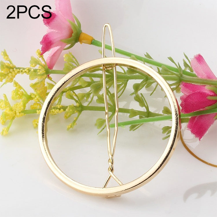 2PCS Fashion Women Girls Alloy Metal Triangle Circle Moon Hair Clips Geometry Hairpins Holder Hair Accessories