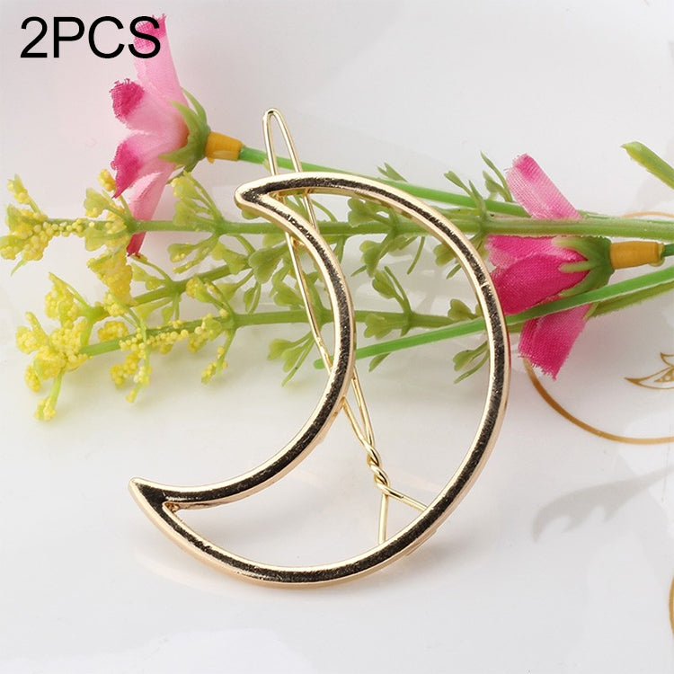 2PCS Fashion Women Girls Alloy Metal Triangle Circle Moon Hair Clips Geometry Hairpins Holder Hair Accessories