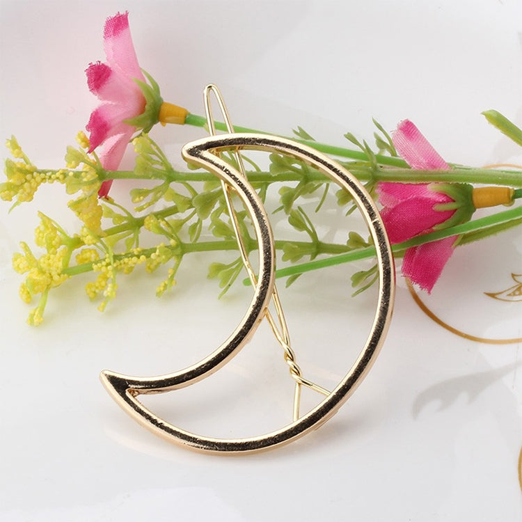 2PCS Fashion Women Girls Alloy Metal Triangle Circle Moon Hair Clips Geometry Hairpins Holder Hair Accessories
