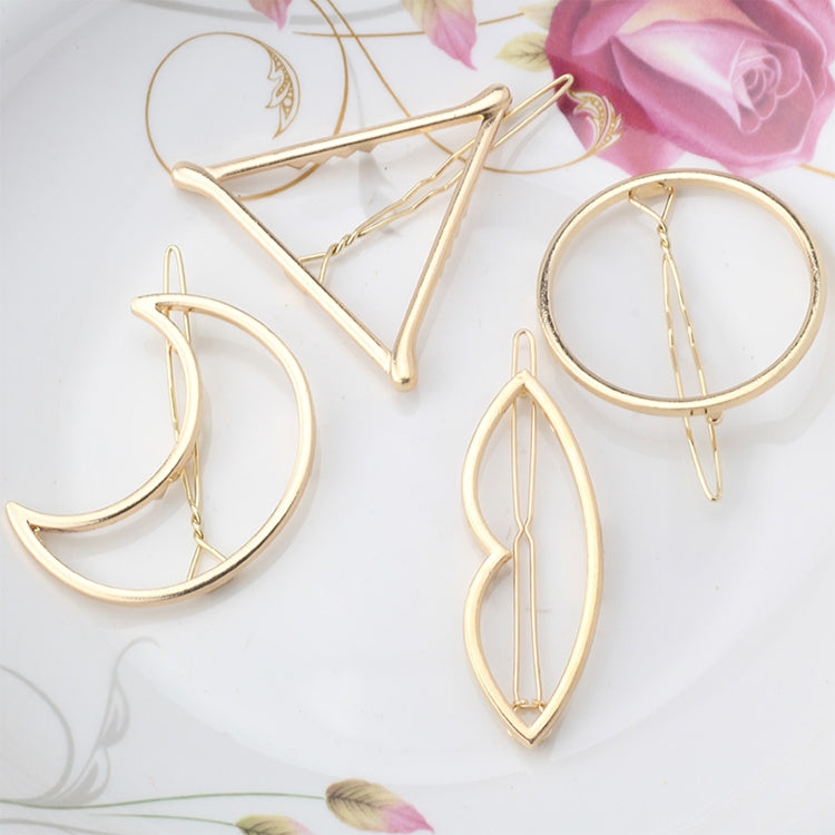 2PCS Fashion Women Girls Alloy Metal Triangle Circle Moon Hair Clips Geometry Hairpins Holder Hair Accessories