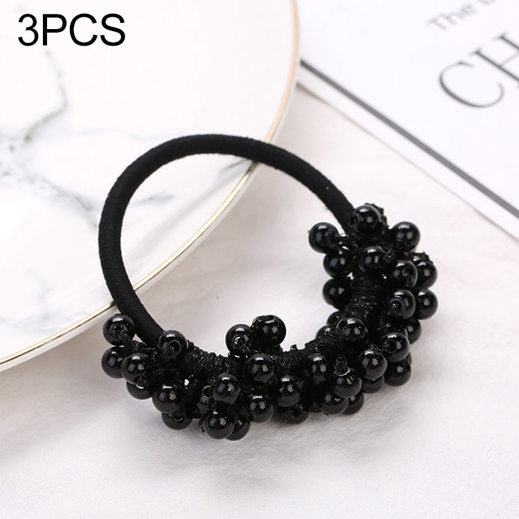 3PCS Women Hair Accessories Pearls Beads Scrunchie Ponytail Holder Girls Ponytail Rubber Rope Hair Bands