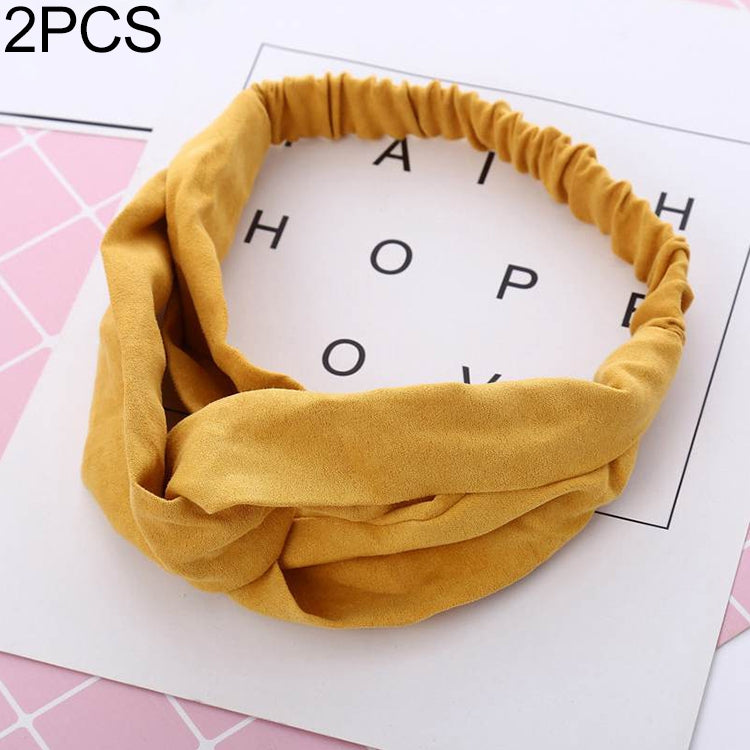 2 PCS Women Suede Headband Vintage Cross Knot Elastic Hairband Soft Solid Hair Accessories