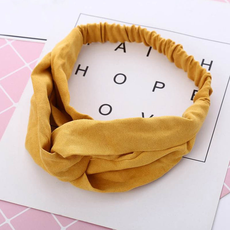 2 PCS Women Suede Headband Vintage Cross Knot Elastic Hairband Soft Solid Hair Accessories