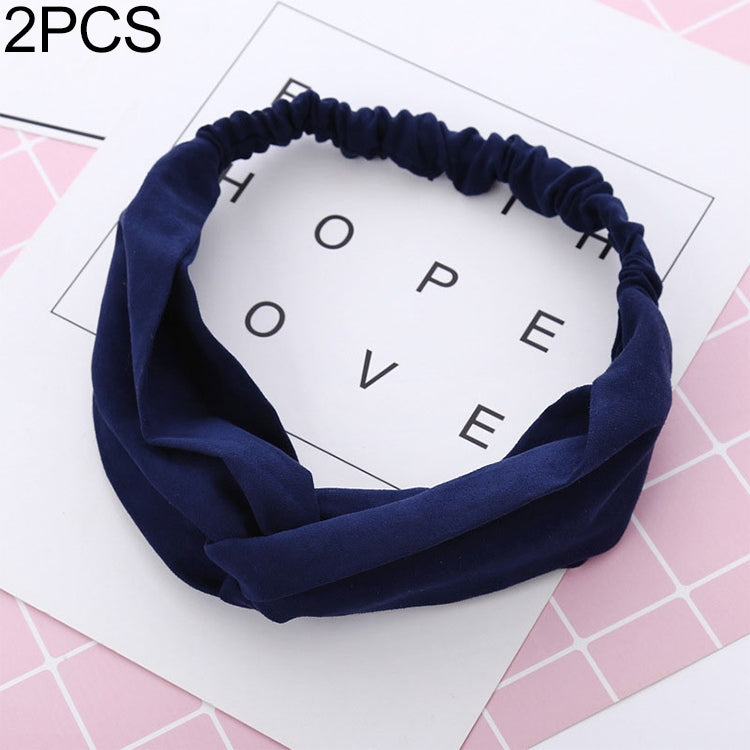 2 PCS Women Suede Headband Vintage Cross Knot Elastic Hairband Soft Solid Hair Accessories
