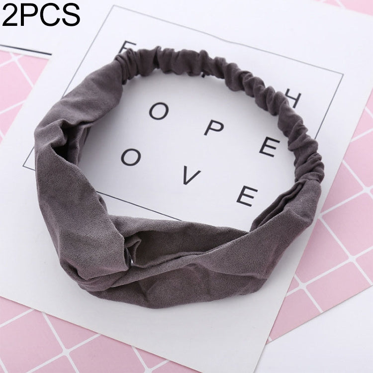 2 PCS Women Suede Headband Vintage Cross Knot Elastic Hairband Soft Solid Hair Accessories