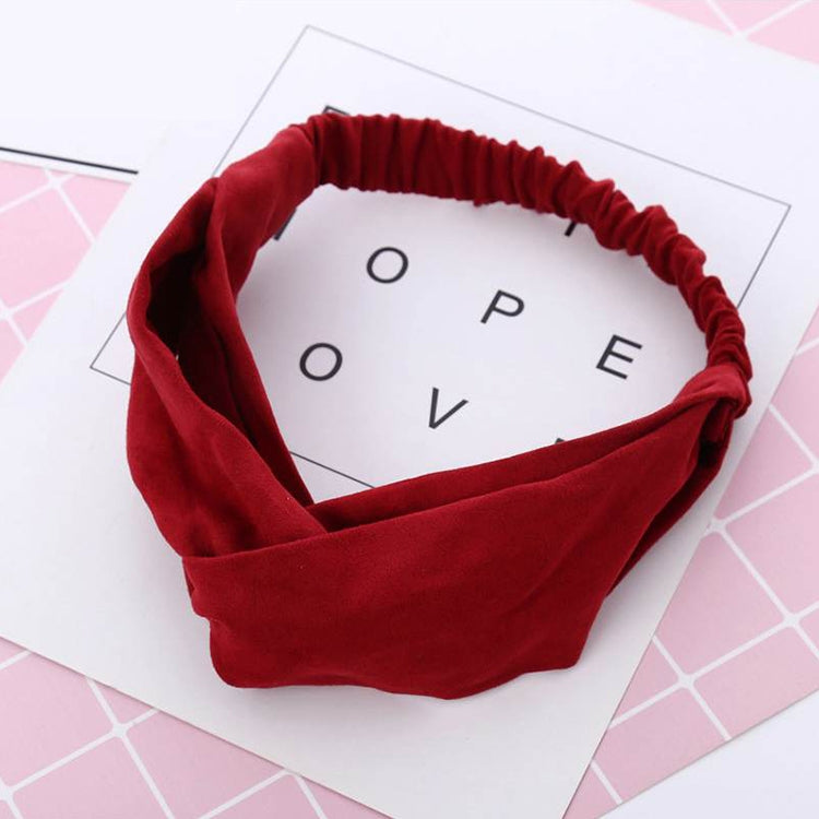 2 PCS Women Suede Headband Vintage Cross Knot Elastic Hairband Soft Solid Hair Accessories