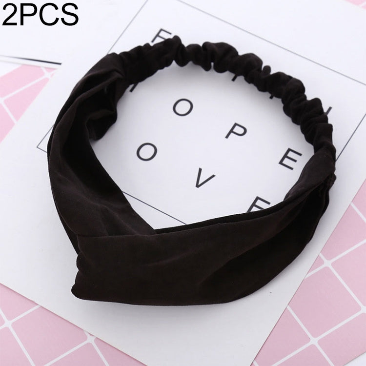 2 PCS Women Suede Headband Vintage Cross Knot Elastic Hairband Soft Solid Hair Accessories