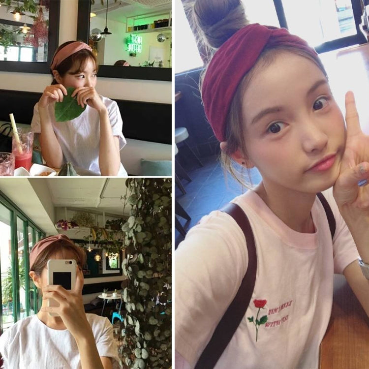 2 PCS Women Suede Headband Vintage Cross Knot Elastic Hairband Soft Solid Hair Accessories