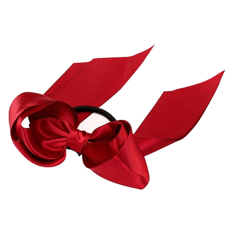 3PCS Women Rubber Bands Tiara Satin Ribbon Bow Hair Band Rope Scrunchie Ponytail Holder
