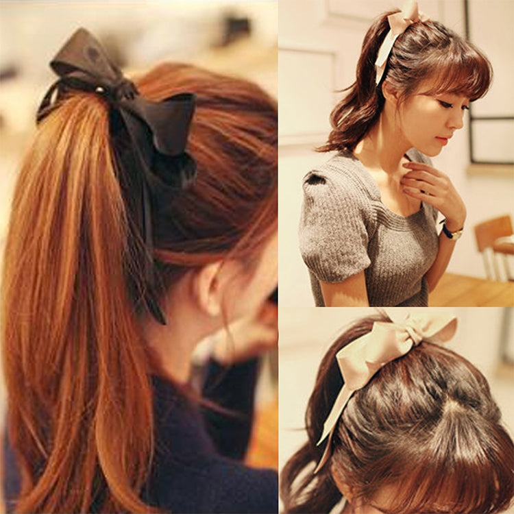 3PCS Women Rubber Bands Tiara Satin Ribbon Bow Hair Band Rope Scrunchie Ponytail Holder