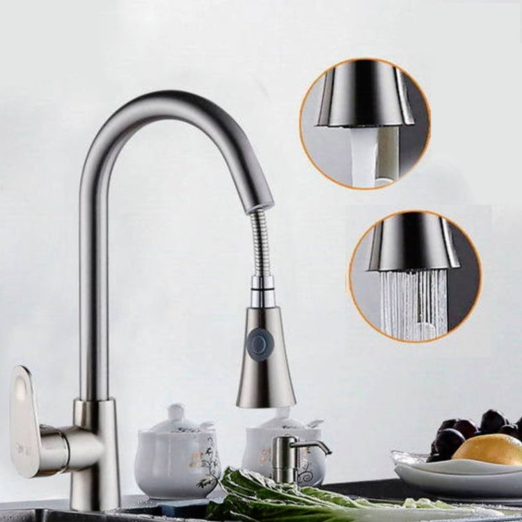 Kitchen Pull-out Faucet Hot And Cold Home 304 Stainless Steel Retractable Rotating Faucet, Style:Brushed copper