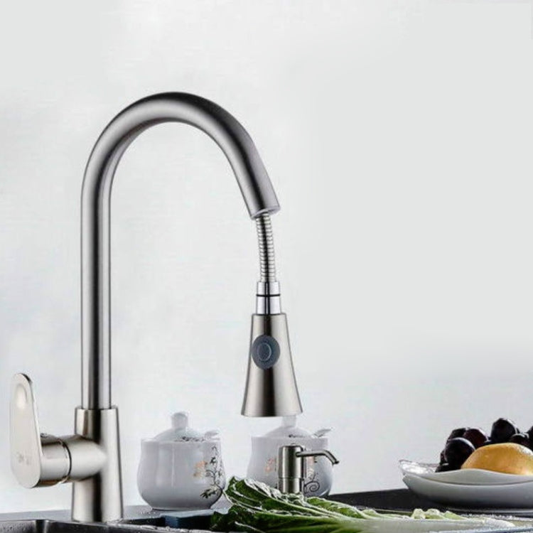 Kitchen Pull-out Faucet Hot And Cold Home 304 Stainless Steel Retractable Rotating Faucet, Style:Brushed copper