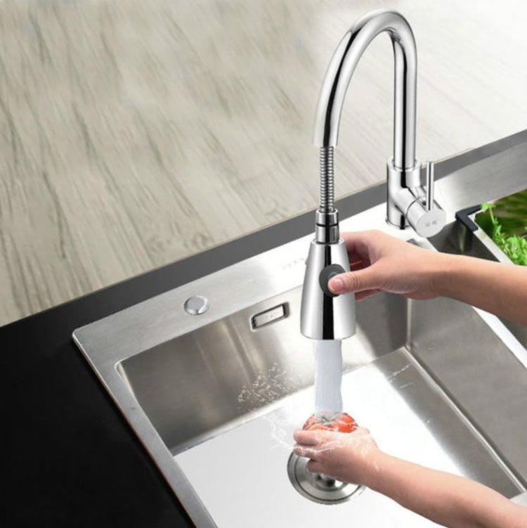 Kitchen Pull-out Faucet Hot And Cold Home 304 Stainless Steel Retractable Rotating Faucet, Style:Copper Plating + Water Stop
