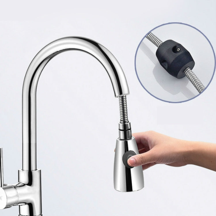 Kitchen Pull-out Faucet Hot And Cold Home 304 Stainless Steel Retractable Rotating Faucet, Style:Copper Plating + Water Stop
