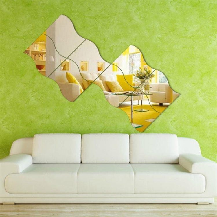 Wall Mirror Acrylic DIY Wave Style Removable Glass Sticker Makeup Mirror Home Bedroom Decorative(Silver)