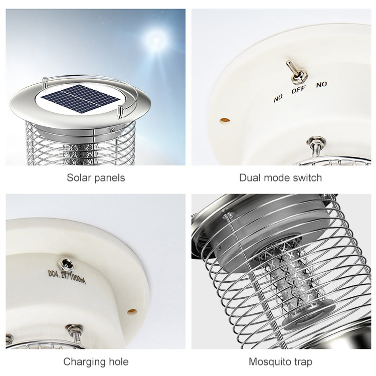 Outdoor Solar Waterproof Mosquito Lamp Mosquito Repellent, Color:TM01 Silver