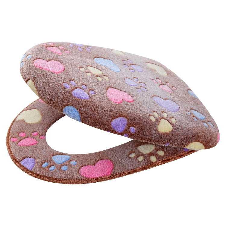 2 PCS Coral Velvet Thick Warm Toilet Cushion Sticky Buckle Waterproof Toilet Seat