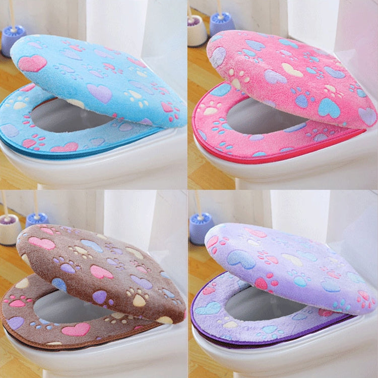 2 PCS Coral Velvet Thick Warm Toilet Cushion Sticky Buckle Waterproof Toilet Seat