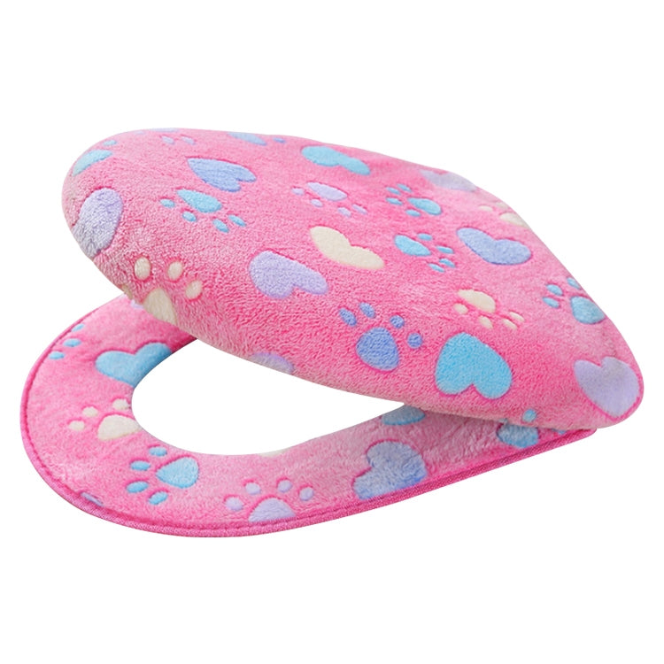 2 PCS Coral Velvet Thick Warm Toilet Cushion Sticky Buckle Waterproof Toilet Seat