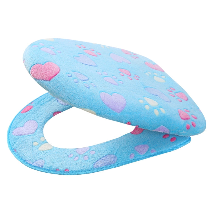 2 PCS Coral Velvet Thick Warm Toilet Cushion Sticky Buckle Waterproof Toilet Seat