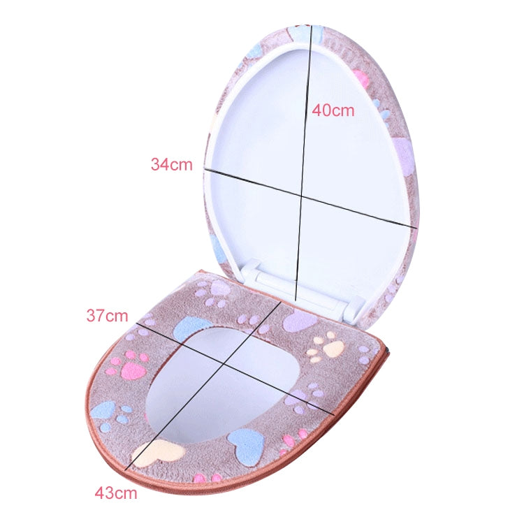 2 PCS Coral Velvet Thick Warm Toilet Cushion Sticky Buckle Waterproof Toilet Seat