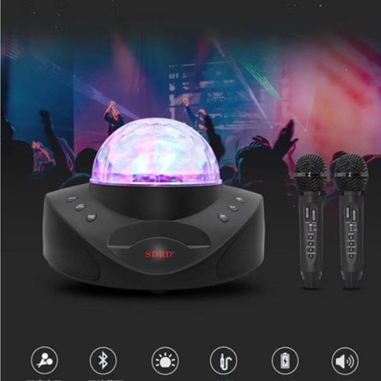 SDRD SD-308 2 in 1 Family KTV Portable Wireless Live Dual Microphone + Bluetooth Speaker